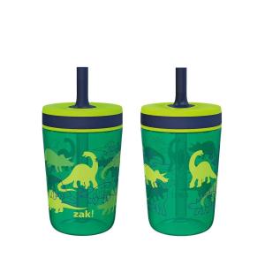 imageZak Designs Kelso Toddler Cups For Travel or At Home 15oz 2Pack Durable Plastic Sippy Cups With LeakProof Design is Perfect For Kids DinoRoar ZaksaurusDino Camo