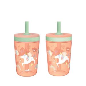imageZak Designs Kelso Toddler Cups For Travel or At Home 15oz 2Pack Durable Plastic Sippy Cups With LeakProof Design is Perfect For Kids DinoRoar ZaksaurusUnicorn
