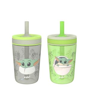 imageZak Designs Kelso Toddler Cups For Travel or At Home 15oz 2Pack Durable Plastic Sippy Cups With LeakProof Design is Perfect For Kids DinoRoar ZaksaurusBaby Yoda Grogu