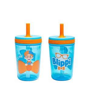 imageZak Designs Kelso Toddler Cups For Travel or At Home 15oz 2Pack Durable Plastic Sippy Cups With LeakProof Design is Perfect For Kids DinoRoar ZaksaurusBlippi