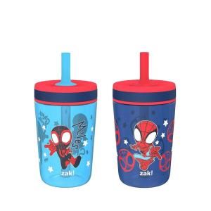 imageZak Designs Kelso Toddler Cups For Travel or At Home 15oz 2Pack Durable Plastic Sippy Cups With LeakProof Design is Perfect For Kids DinoRoar ZaksaurusSpidey and His Amazing Friends