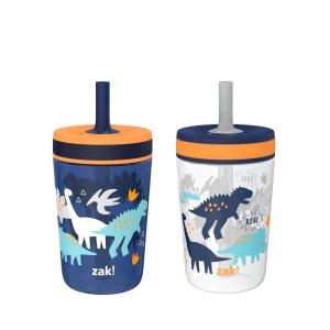 imageZak Designs Kelso Toddler Cups For Travel or At Home 15oz 2Pack Durable Plastic Sippy Cups With LeakProof Design is Perfect For Kids DinoRoar ZaksaurusDinoRoar  Zaksaurus