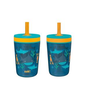 imageZak Designs Kelso Toddler Cups For Travel or At Home 15oz 2Pack Durable Plastic Sippy Cups With LeakProof Design is Perfect For Kids DinoRoar ZaksaurusUnderwater