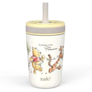imageZak Designs Kelso Tumbler Toddler Cup For Travel or At Home 12oz Vacuum Insulated Stainless Steel Sippy Cup With LeakProof Design is Perfect For Kids Happy FruitWinnie the Pooh  Friends