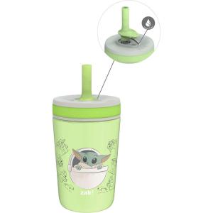 imageZak Designs Kelso Tumbler Toddler Cup For Travel or At Home 12oz Vacuum Insulated Stainless Steel Sippy Cup With LeakProof Design is Perfect For Kids Happy FruitSW Mandalorian
