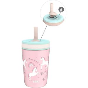 imageZak Designs Kelso Tumbler Toddler Cup For Travel or At Home 12oz Vacuum Insulated Stainless Steel Sippy Cup With LeakProof Design is Perfect For Kids Happy FruitFanciful Unicorn