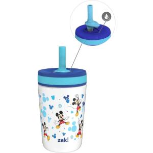 imageZak Designs Kelso Tumbler Toddler Cup For Travel or At Home 12oz Vacuum Insulated Stainless Steel Sippy Cup With LeakProof Design is Perfect For Kids Happy FruitMickey