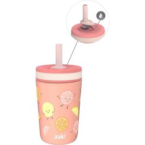 imageZak Designs Kelso Tumbler Toddler Cup For Travel or At Home 12oz Vacuum Insulated Stainless Steel Sippy Cup With LeakProof Design is Perfect For Kids Happy FruitHappy Fruit