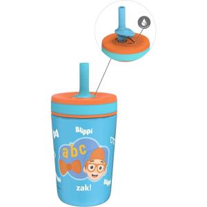 imageZak Designs Kelso Tumbler Toddler Cup For Travel or At Home 12oz Vacuum Insulated Stainless Steel Sippy Cup With LeakProof Design is Perfect For Kids Happy FruitBlippi