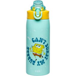 imageZak Designs Minecraft Sage Kids Water Bottle For School or Travel 19oz Stainless Steel Water Bottle With Straw Handle and LeakProof PopUp Spout Cover Steve Alex MobsSpongeBob and Patrick