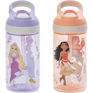 imageZak Designs Sonic the Hedgehog Atlantic Kids Water Bottle For School or Travel 16oz Durable Plastic Water Bottle With Straw Handle and LeakProof Spout Cover 2Pack Sonic Knuckles Tails AmyDisney Princess Ariel  Cinderella  Moana  Rapunzel