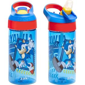 imageZak Designs Sonic the Hedgehog Atlantic Kids Water Bottle For School or Travel 16oz Durable Plastic Water Bottle With Straw Handle and LeakProof Spout Cover 2Pack Sonic Knuckles Tails AmySonic the Hedgehog