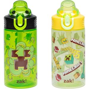 imageZak Designs Sonic the Hedgehog Sage Kids Water Bottle For School or Travel 16oz Durable Plastic Water Bottle With Straw Handle and LeakProof PopUp Spout Cover 2Pack Set Sonic ampamp ShadowMinecraft Creeper