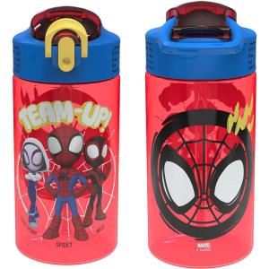 imageZak Designs Sonic the Hedgehog Sage Kids Water Bottle For School or Travel 16oz Durable Plastic Water Bottle With Straw Handle and LeakProof PopUp Spout Cover 2Pack Set Sonic ampamp ShadowSpidey and His Amazing Friends 2pk