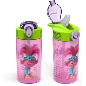imageZak Designs Sonic the Hedgehog Sage Kids Water Bottle For School or Travel 16oz Durable Plastic Water Bottle With Straw Handle and LeakProof PopUp Spout Cover 2Pack Set Sonic ampamp ShadowTrolls 2 Bottle 2pk