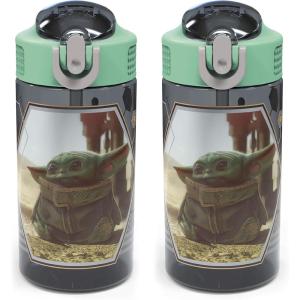 imageZak Designs Sonic the Hedgehog Sage Kids Water Bottle For School or Travel 16oz Durable Plastic Water Bottle With Straw Handle and LeakProof PopUp Spout Cover 2Pack Set Sonic ampamp ShadowBaby Yoda Bottle 2pk