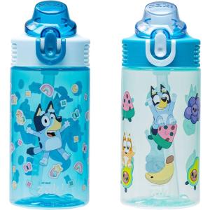 imageZak Designs Sonic the Hedgehog Sage Kids Water Bottle For School or Travel 16oz Durable Plastic Water Bottle With Straw Handle and LeakProof PopUp Spout Cover 2Pack Set Sonic ampamp ShadowBluey  Bingo