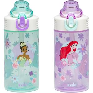 imageZak Designs Sonic the Hedgehog Sage Kids Water Bottle For School or Travel 16oz Durable Plastic Water Bottle With Straw Handle and LeakProof PopUp Spout Cover 2Pack Set Sonic ampamp ShadowDisney Princess Ariel  Cinderella  Jasmine  Moana  Rapunzel  Tiana