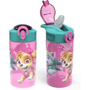 imageZak Designs Sonic the Hedgehog Sage Kids Water Bottle For School or Travel 16oz Durable Plastic Water Bottle With Straw Handle and LeakProof PopUp Spout Cover 2Pack Set Sonic ampamp ShadowPaw Patrol Skye Bottle 2pk