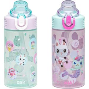 imageZak Designs Sonic the Hedgehog Sage Kids Water Bottle For School or Travel 16oz Durable Plastic Water Bottle With Straw Handle and LeakProof PopUp Spout Cover 2Pack Set Sonic ampamp ShadowGabbys Dollhouse The Gabby Cats