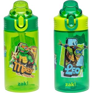 imageZak Designs Sonic the Hedgehog Sage Kids Water Bottle For School or Travel 16oz Durable Plastic Water Bottle With Straw Handle and LeakProof PopUp Spout Cover 2Pack Set Sonic ampamp ShadowTMNT