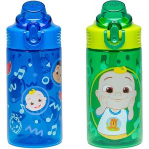 imageZak Designs Sonic the Hedgehog Sage Kids Water Bottle For School or Travel 16oz Durable Plastic Water Bottle With Straw Handle and LeakProof PopUp Spout Cover 2Pack Set Sonic ampamp ShadowCoComelon JJ  Cody