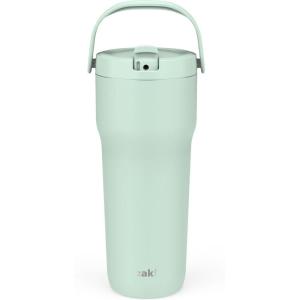 imageZak Designs Sutton Travel Tumbler for On the Go 30oz Stainless Steel with Vacuum Insulation Straw Spout Carry Handle for Cold Drinks Vanilla YellowIcicle Mint Green 30oz