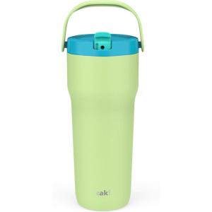 imageZak Designs Sutton Travel Tumbler for On the Go 30oz Stainless Steel with Vacuum Insulation Straw Spout Carry Handle for Cold Drinks Vanilla YellowKey Lime 30oz