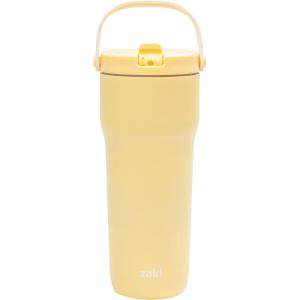imageZak Designs Sutton Travel Tumbler for On the Go 30oz Stainless Steel with Vacuum Insulation Straw Spout Carry Handle for Cold Drinks Vanilla YellowVanilla 30oz