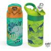imageZak Designs 175 oz Riverside Bluey Kids Water Bottle with Straw and Built in Carrying Loop Made of Durable Plastic LeakProof Design for Travel 2PK SetDino Camo  Safari
