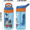 imageZak Designs 175 oz Riverside Bluey Kids Water Bottle with Straw and Built in Carrying Loop Made of Durable Plastic LeakProof Design for Travel 2PK SetBluey