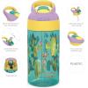 imageZak Designs 175 oz Riverside Bluey Kids Water Bottle with Straw and Built in Carrying Loop Made of Durable Plastic LeakProof Design for Travel 2PK SetCactusFlamingo Pineapple