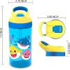 imageZak Designs Baby Shark Kids Water Bottle with Straw and Built in Carrying Loop Made of Durable Plastic LeakProof Design 16 oz BBSAT381Baby Shark