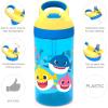 imageZak Designs Baby Shark Kids Water Bottle with Straw and Built in Carrying Loop Made of Durable Plastic LeakProof Design 16 oz BBSAT381Baby Shark