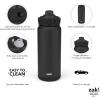 imageZak Designs Beacon Straw Lid Water Bottle for Travel or At Home 32oz Stainless Steel is LeakProof and Vacuum Insulated with Silicone Spout Cover Carry Handle Protective Base Icicle Mint GreenEbony Black