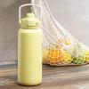 imageZak Designs Beacon Straw Lid Water Bottle for Travel or At Home 32oz Stainless Steel is LeakProof and Vacuum Insulated with Silicone Spout Cover Carry Handle Protective Base Vanilla YellowVanilla Yellow