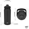 imageZak Designs Beacon Straw Lid Water Bottle for Travel or At Home 32oz Stainless Steel is LeakProof and Vacuum Insulated with Silicone Spout Cover Carry Handle Protective Base Icicle Mint GreenEbony Black