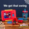 imageZak Designs Blippi Reusable Plastic Bento Box with LeakProof Seal Carrying Handle Microwave Steam Vent and Individual Containers for Kids Packed Lunch 3Piece SetSpidey And His Amazing Friends