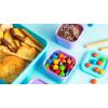 imageZak Designs Blippi Reusable Plastic Bento Box with LeakProof Seal Carrying Handle Microwave Steam Vent and Individual Containers for Kids Packed Lunch 3Piece SetAnna  Elsa