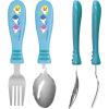 imageZak Designs Bluey Kid Flatware Fun Character Art on Both Utensils Non Slip Fork and Spoon Set is Perfect for Encouraging Picky Eaters to Finish Their Plates 2 pack 4 PCSBaby Shark