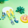 imageZak Designs Bluey Kid Flatware Fun Character Art on Both Utensils Non Slip Fork and Spoon Set is Perfect for Encouraging Picky Eaters to Finish Their Plates 2 pack 4 PCSBluey