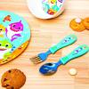imageZak Designs Bluey Kid Flatware Fun Character Art on Both Utensils Non Slip Fork and Spoon Set is Perfect for Encouraging Picky Eaters to Finish Their Plates 2 pack 4 PCSBaby Shark