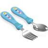 imageZak Designs Bluey Kid Flatware Fun Character Art on Both Utensils Non Slip Fork and Spoon Set is Perfect for Encouraging Picky Eaters to Finish Their Plates 2 pack 4 PCSBaby Shark