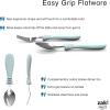 imageZak Designs Bluey Kid Flatware Fun Character Art on Both Utensils Non Slip Fork and Spoon Set is Perfect for Encouraging Picky Eaters to Finish Their Plates 2 pack 4 PCSBaby Shark