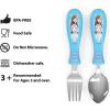 imageZak Designs Bluey Kid Flatware Fun Character Art on Both Utensils Non Slip Fork and Spoon Set is Perfect for Encouraging Picky Eaters to Finish Their Plates 2 pack 4 PCSFrozen 2 Anna and Elsa
