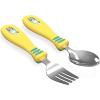 imageZak Designs Bluey Kid Flatware Fun Character Art on Both Utensils Non Slip Fork and Spoon Set is Perfect for Encouraging Picky Eaters to Finish Their Plates 2 pack 4 PCSBluey