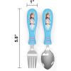 imageZak Designs Bluey Kid Flatware Fun Character Art on Both Utensils Non Slip Fork and Spoon Set is Perfect for Encouraging Picky Eaters to Finish Their Plates 2 pack 4 PCSFrozen 2 Anna and Elsa