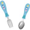 imageZak Designs Bluey Kid Flatware Fun Character Art on Both Utensils Non Slip Fork and Spoon Set is Perfect for Encouraging Picky Eaters to Finish Their Plates 2 pack 4 PCSBaby Shark