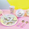 imageZak Designs Bluey Kids Dinnerware Set Includes Plate Bowl Tumbler Water Bottle and Utensil Tableware Made of Durable Material and Perfect for Kids 6 Piece Gift Set NonBPAHelloKitty  5pcs