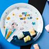 imageZak Designs Disney Mickey Mouse Kids Dinnerware Set Includes Plate Bowl Tumbler and Utensil Tableware Made of NonBPA Durable Material and Perfect for Kids 5 Piece Set Space NonBPA